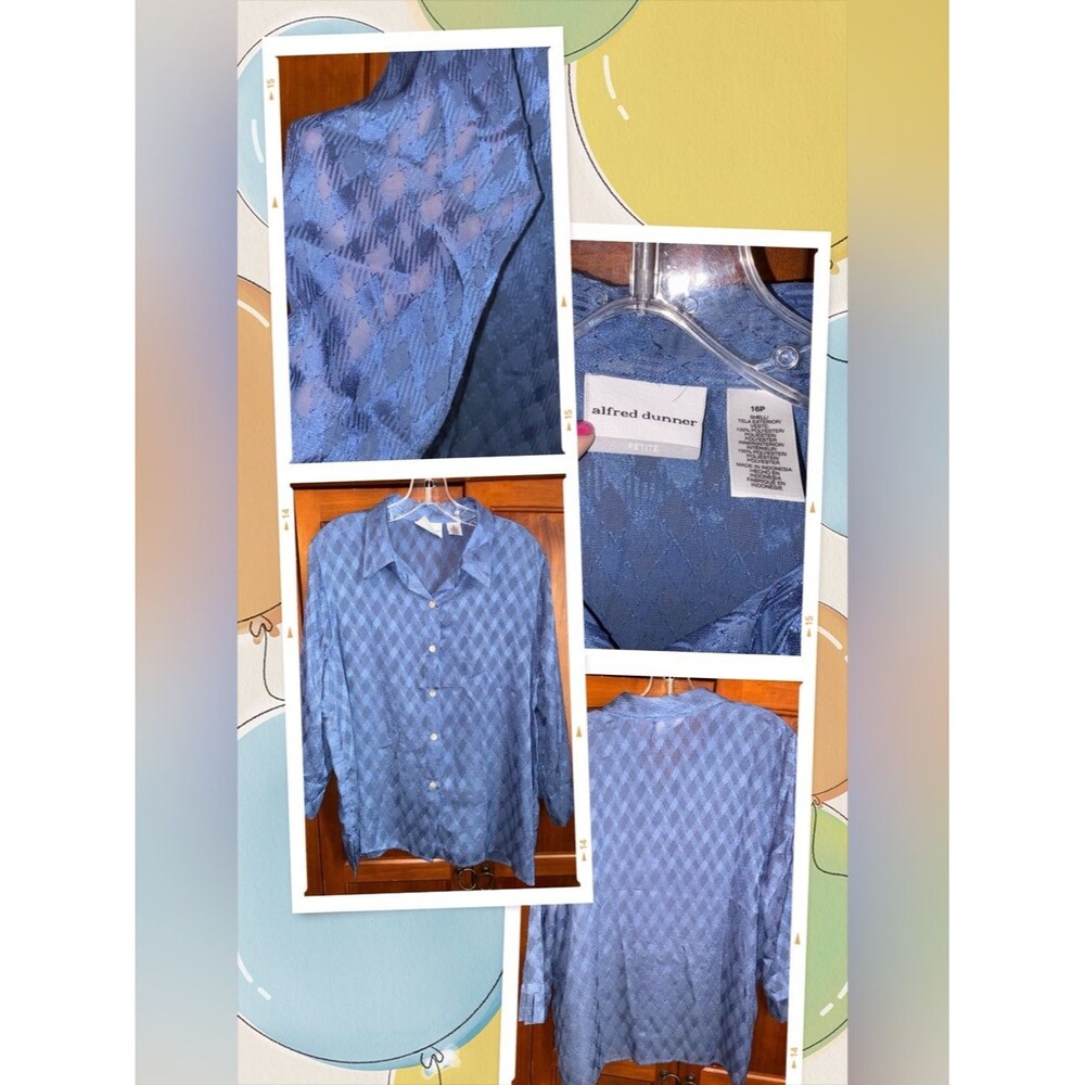 Alfred Dunner Elegant Blue Blouse 22↔️26↕️ NWOT #1588